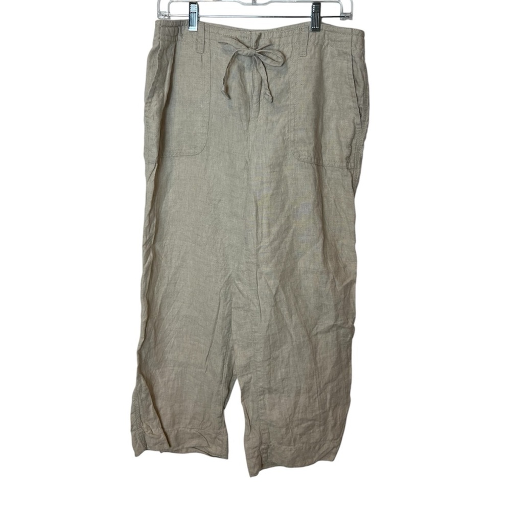 Vintage y2k Liz Wear Linen Capri Tie Waist Boho Pants